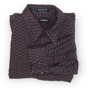 NEIMAN MARCUS Vintage Geometric Heart Pattern Men's Dress Shirt size M
